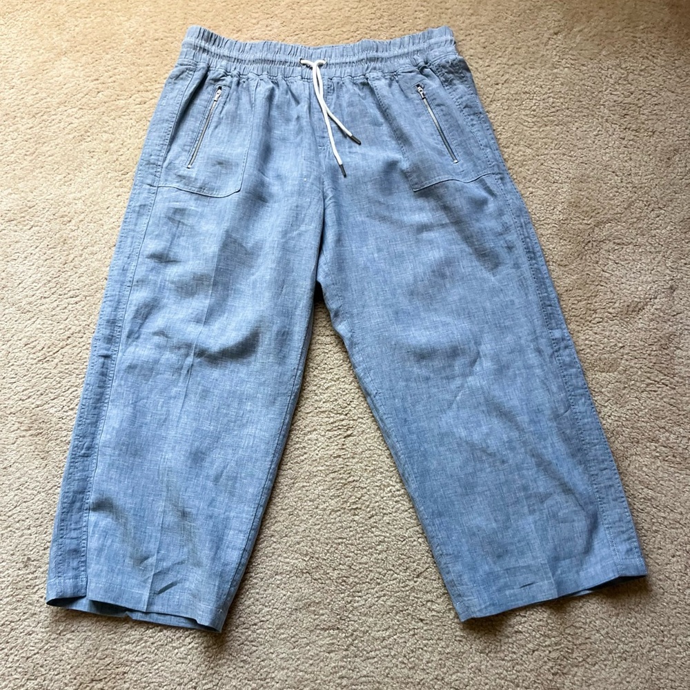 Athleta Cabo 100% Linen WIde Leg Pant Chambray Womens Size 20 Excellent